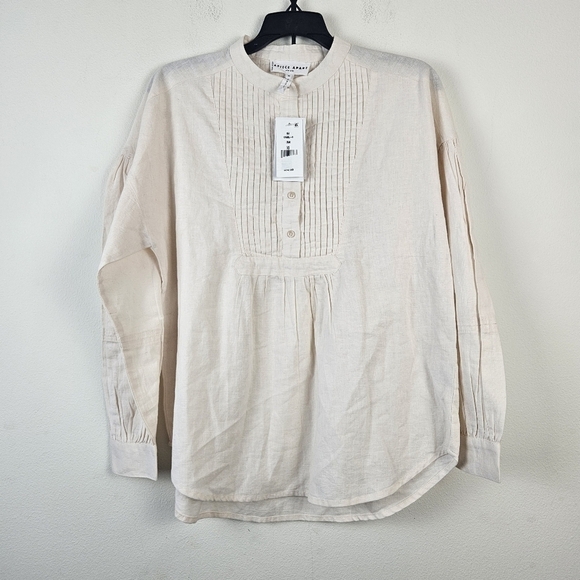 APIECE APART Willow Bib Organic Cotton Linen Blend Top Size Small Cream NWT - Picture 7 of 16